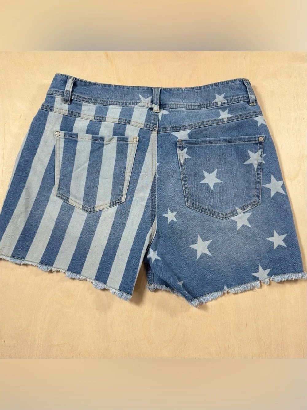 Est 1946 Denim American Flag Shorts Light Blue Denim Size 8